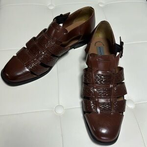Stacy Adams Size 10 1/2 M Men's Brown Leather Casual Sandals